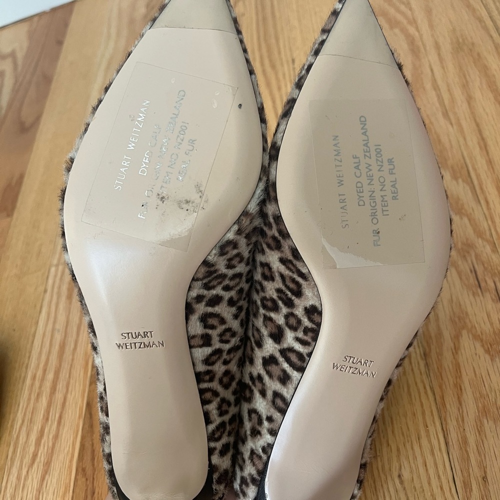 Stuart Weitzman Real Fur Cheetah Print Mira Mules - image 2